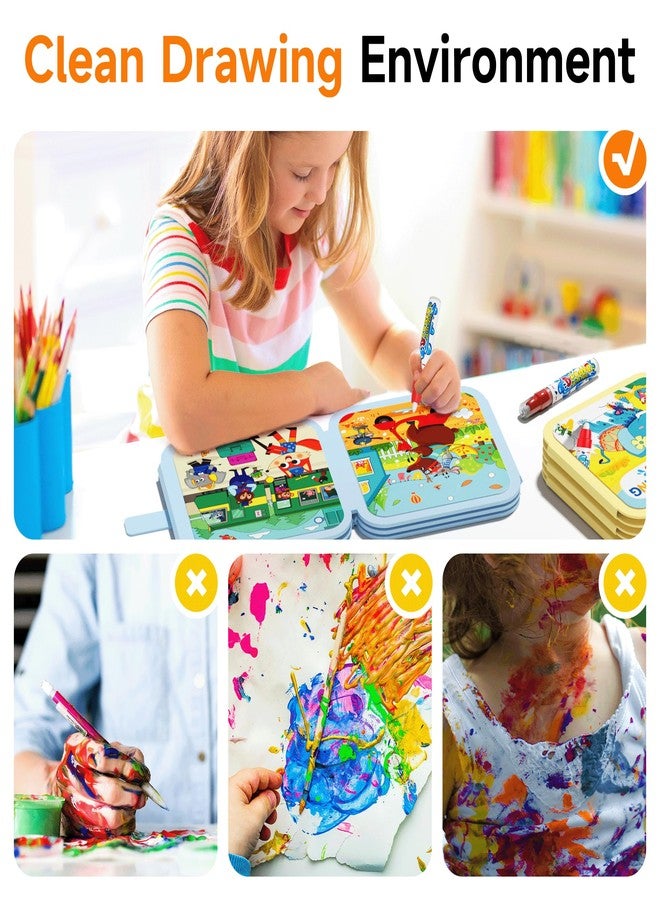 Timetome Reusable Water Painting Books for Kids - 3-Pack Magic Water Reveal Coloring Books with Water Pens (Fairy Tale, Animal & Dinosaur) No-Mess Coloring & Reusable Fun Travel Activity for Ages 3-6 - Image 4